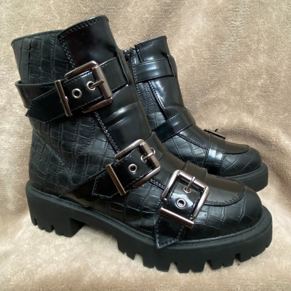 Croc Multi Buckle Chunky Boots